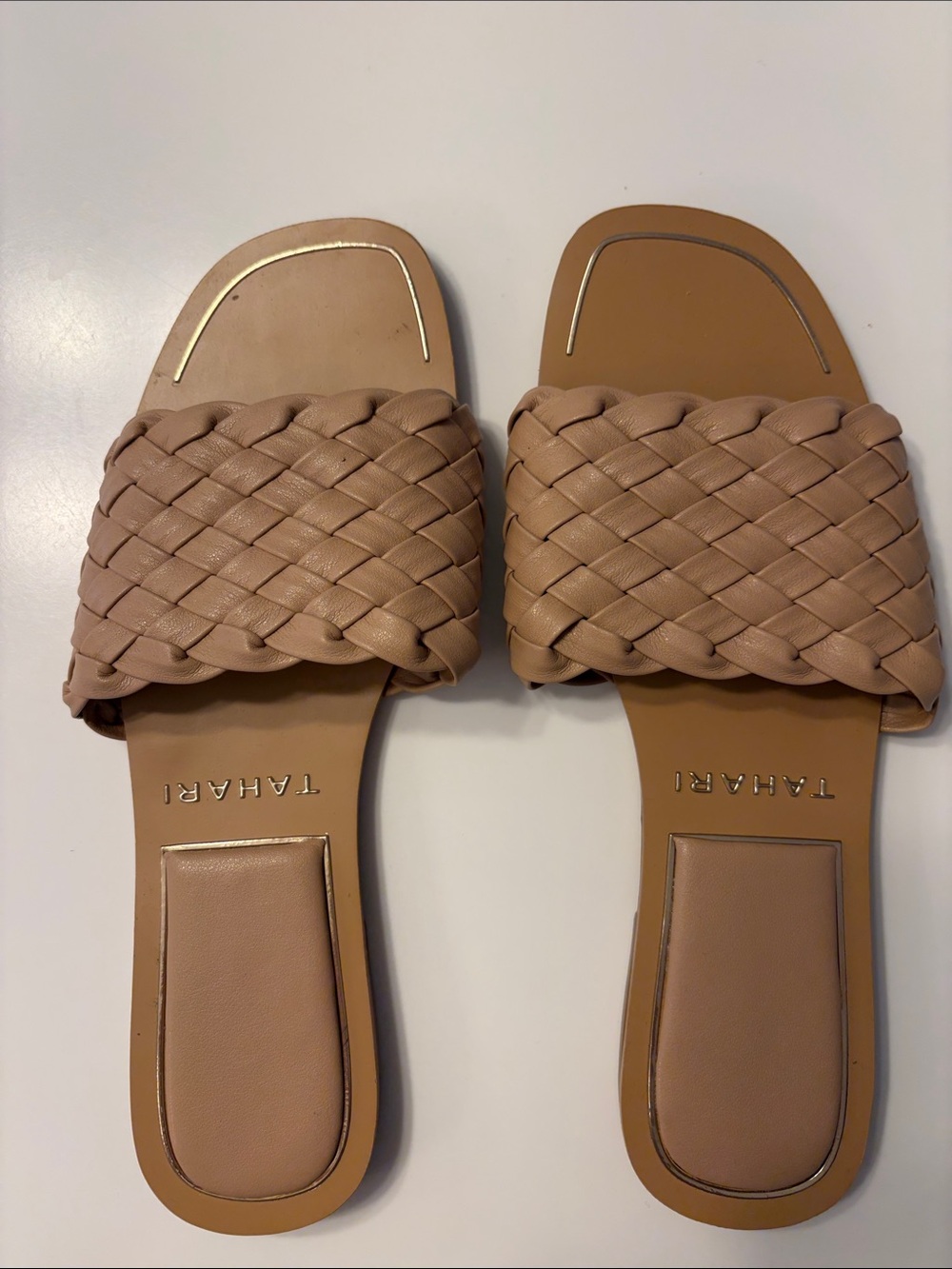 Tahari Braided Slide Sandals in Tan